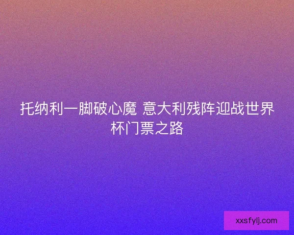 托纳利一脚破心魔 意大利残阵迎战世界杯门票之路